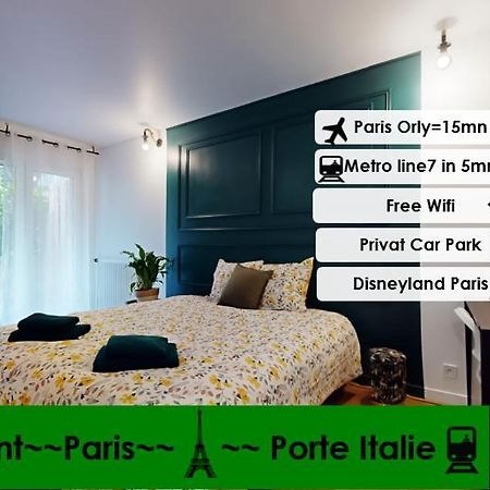 8 Personnes - 4 Rooms - 2 Salle De Bain - Metro 7 & 14 - Porte Italie - Private Car Park- Wifi ル・クルムラン・ビセートル エクステリア 写真
